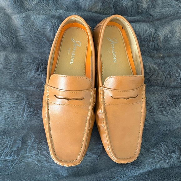 Jousen Milan Mens Penny Loafers Shoes Tan Brown Slip On Size 10.5 - Picture 1 of 8